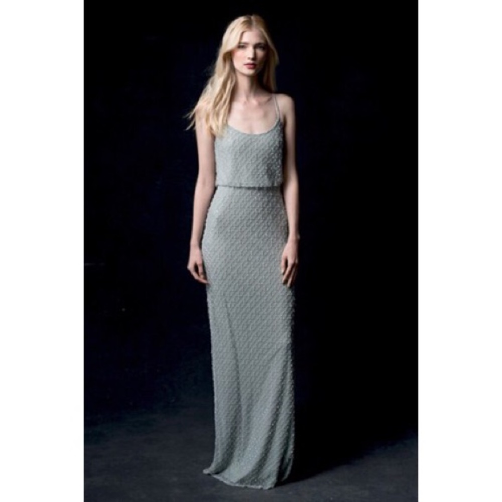 NWT Jenny Yoo Lyra Beaded Tulle Dress Morning Mist